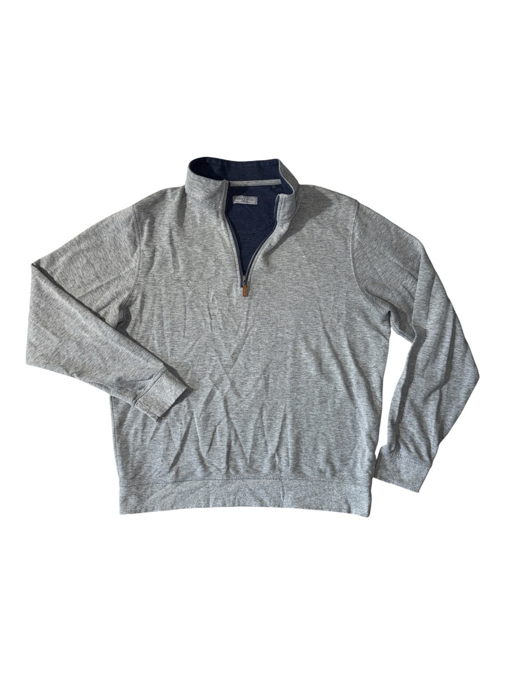 Collars & Co mens M Medium grey solid 1/4 zip pullover sweater EUC